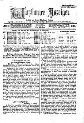 Würzburger Anzeiger. Mittagsblatt (Neue Würzburger Zeitung) Donnerstag 31. Oktober 1867