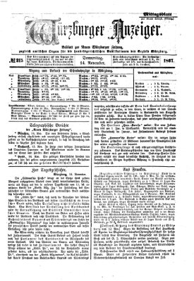 Würzburger Anzeiger. Mittagsblatt (Neue Würzburger Zeitung) Donnerstag 14. November 1867