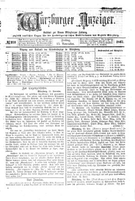 Würzburger Anzeiger. Mittagsblatt (Neue Würzburger Zeitung) Freitag 15. November 1867