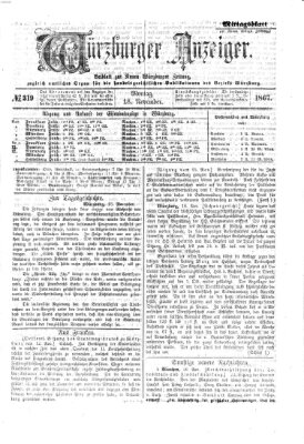 Würzburger Anzeiger. Mittagsblatt (Neue Würzburger Zeitung) Montag 18. November 1867