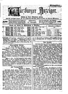 Würzburger Anzeiger. Mittagsblatt (Neue Würzburger Zeitung) Donnerstag 21. November 1867