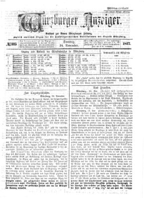 Würzburger Anzeiger. Mittagsblatt (Neue Würzburger Zeitung) Sonntag 24. November 1867