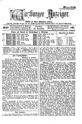 Würzburger Anzeiger. Mittagsblatt (Neue Würzburger Zeitung) Dienstag 26. November 1867