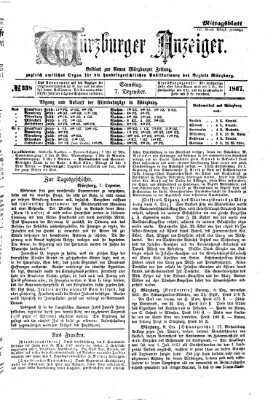 Würzburger Anzeiger. Mittagsblatt (Neue Würzburger Zeitung) Samstag 7. Dezember 1867