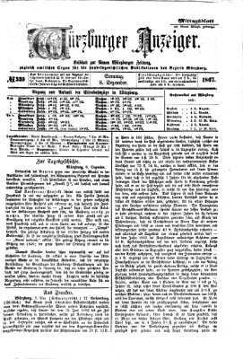 Würzburger Anzeiger. Mittagsblatt (Neue Würzburger Zeitung) Sonntag 8. Dezember 1867