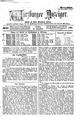 Würzburger Anzeiger. Mittagsblatt (Neue Würzburger Zeitung) Freitag 13. Dezember 1867