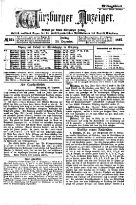 Würzburger Anzeiger. Mittagsblatt (Neue Würzburger Zeitung) Freitag 20. Dezember 1867