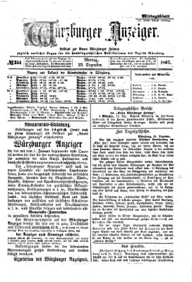 Würzburger Anzeiger. Mittagsblatt (Neue Würzburger Zeitung) Montag 23. Dezember 1867