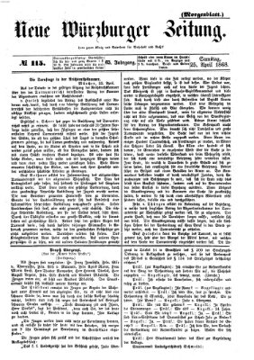 Neue Würzburger Zeitung. Morgenblatt (Neue Würzburger Zeitung) Samstag 25. April 1868