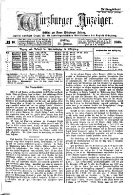 Würzburger Anzeiger. Mittagsblatt (Neue Würzburger Zeitung) Freitag 10. Januar 1868