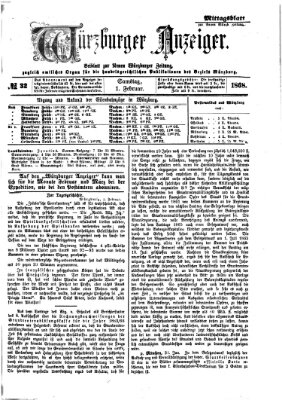 Würzburger Anzeiger. Mittagsblatt (Neue Würzburger Zeitung) Samstag 1. Februar 1868