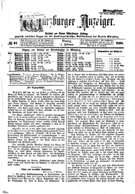 Würzburger Anzeiger. Mittagsblatt (Neue Würzburger Zeitung) Montag 3. Februar 1868