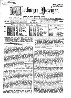 Würzburger Anzeiger. Mittagsblatt (Neue Würzburger Zeitung) Montag 10. Februar 1868