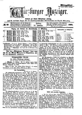 Würzburger Anzeiger. Mittagsblatt (Neue Würzburger Zeitung) Freitag 21. Februar 1868