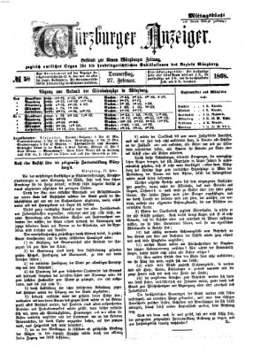 Würzburger Anzeiger. Mittagsblatt (Neue Würzburger Zeitung) Donnerstag 27. Februar 1868