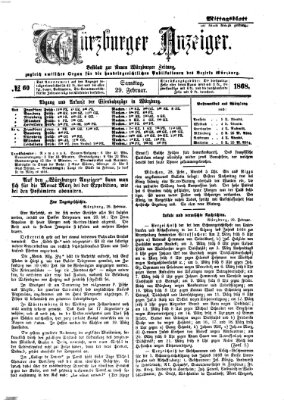 Würzburger Anzeiger. Mittagsblatt (Neue Würzburger Zeitung) Samstag 29. Februar 1868