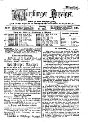 Würzburger Anzeiger. Mittagsblatt (Neue Würzburger Zeitung) Dienstag 17. März 1868