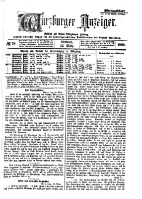 Würzburger Anzeiger. Mittagsblatt (Neue Würzburger Zeitung) Mittwoch 18. März 1868