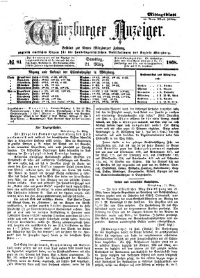 Würzburger Anzeiger. Mittagsblatt (Neue Würzburger Zeitung) Samstag 21. März 1868