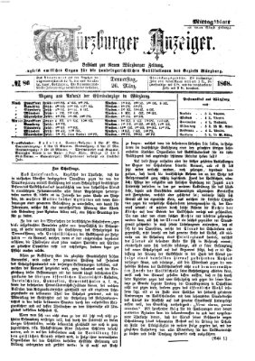 Würzburger Anzeiger. Mittagsblatt (Neue Würzburger Zeitung) Donnerstag 26. März 1868