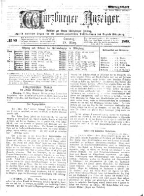 Würzburger Anzeiger. Mittagsblatt (Neue Würzburger Zeitung) Sonntag 29. März 1868