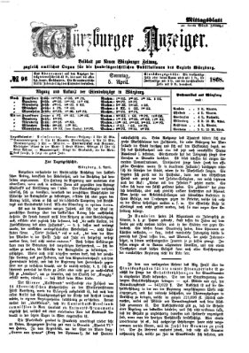 Würzburger Anzeiger. Mittagsblatt (Neue Würzburger Zeitung) Sonntag 5. April 1868