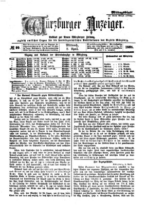 Würzburger Anzeiger. Mittagsblatt (Neue Würzburger Zeitung) Mittwoch 8. April 1868