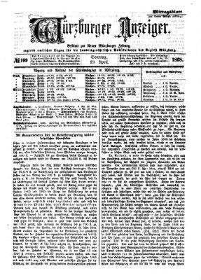 Würzburger Anzeiger. Mittagsblatt (Neue Würzburger Zeitung) Sonntag 19. April 1868