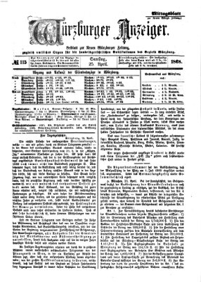 Würzburger Anzeiger. Mittagsblatt (Neue Würzburger Zeitung) Samstag 25. April 1868