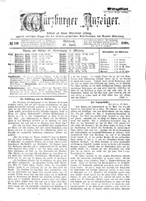 Würzburger Anzeiger. Mittagsblatt (Neue Würzburger Zeitung) Mittwoch 29. April 1868