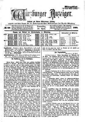 Würzburger Anzeiger. Mittagsblatt (Neue Würzburger Zeitung) Donnerstag 30. April 1868