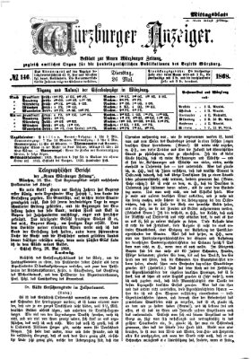 Würzburger Anzeiger. Mittagsblatt (Neue Würzburger Zeitung) Dienstag 26. Mai 1868