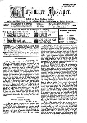 Würzburger Anzeiger. Mittagsblatt (Neue Würzburger Zeitung) Mittwoch 27. Mai 1868