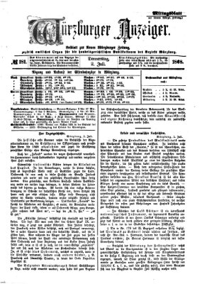 Würzburger Anzeiger. Mittagsblatt (Neue Würzburger Zeitung) Donnerstag 2. Juli 1868