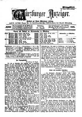 Würzburger Anzeiger. Mittagsblatt (Neue Würzburger Zeitung) Sonntag 23. August 1868