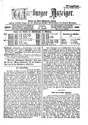 Würzburger Anzeiger. Mittagsblatt (Neue Würzburger Zeitung) Sonntag 30. August 1868