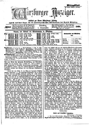 Würzburger Anzeiger. Mittagsblatt (Neue Würzburger Zeitung) Dienstag 1. September 1868