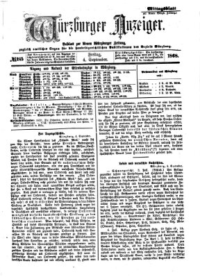 Würzburger Anzeiger. Mittagsblatt (Neue Würzburger Zeitung) Freitag 4. September 1868