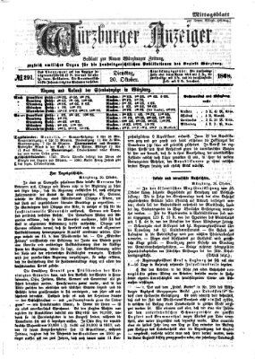 Würzburger Anzeiger. Mittagsblatt (Neue Würzburger Zeitung) Dienstag 20. Oktober 1868