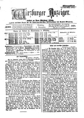 Würzburger Anzeiger. Mittagsblatt (Neue Würzburger Zeitung) Sonntag 1. November 1868