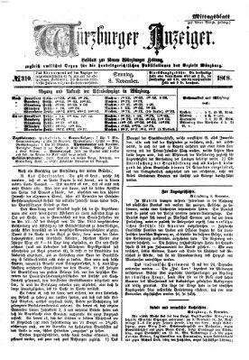 Würzburger Anzeiger. Mittagsblatt (Neue Würzburger Zeitung) Sonntag 8. November 1868