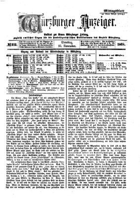 Würzburger Anzeiger. Mittagsblatt (Neue Würzburger Zeitung) Dienstag 10. November 1868