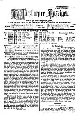 Würzburger Anzeiger. Mittagsblatt (Neue Würzburger Zeitung) Dienstag 17. November 1868