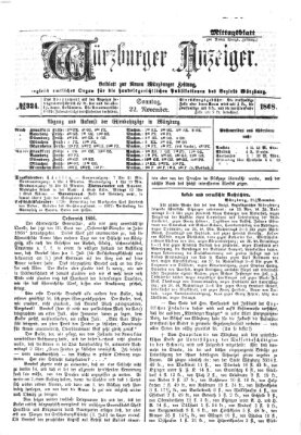 Würzburger Anzeiger. Mittagsblatt (Neue Würzburger Zeitung) Sonntag 22. November 1868