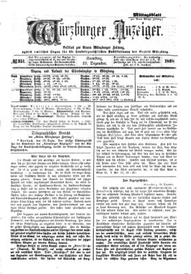 Würzburger Anzeiger. Mittagsblatt (Neue Würzburger Zeitung) Samstag 19. Dezember 1868