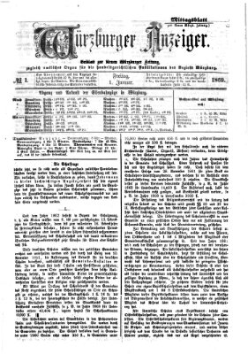 Würzburger Anzeiger. Mittagsblatt (Neue Würzburger Zeitung) Freitag 1. Januar 1869