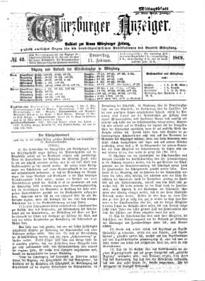 Würzburger Anzeiger. Mittagsblatt (Neue Würzburger Zeitung) Donnerstag 11. Februar 1869