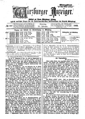 Würzburger Anzeiger. Mittagsblatt (Neue Würzburger Zeitung) Sonntag 21. Februar 1869