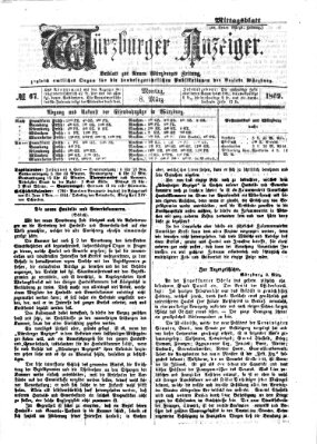 Würzburger Anzeiger. Mittagsblatt (Neue Würzburger Zeitung) Montag 8. März 1869