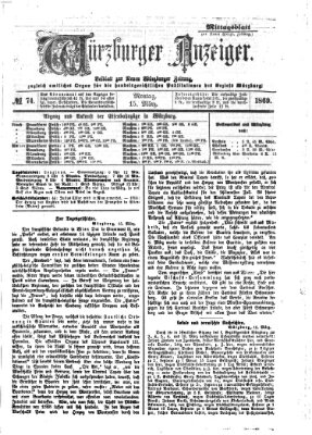 Würzburger Anzeiger. Mittagsblatt (Neue Würzburger Zeitung) Montag 15. März 1869